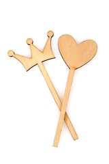 Decorative wooden elements (stars, hearts, crowns) for creating festive posters, banners and postcards