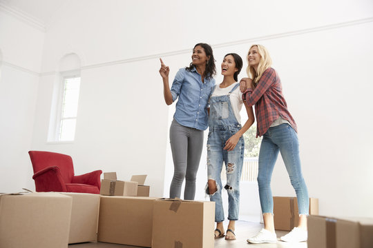 Three Female Friends Moving Into New Home Together