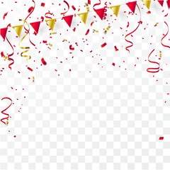 Colorful celebration background with confetti.
