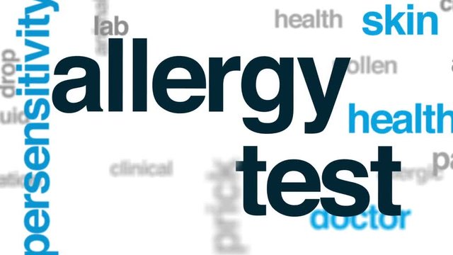 Allergy test animated word cloud, text design animation.