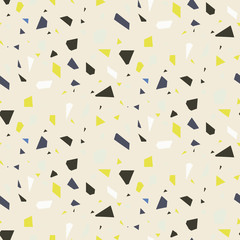 Seamless terrazzo floor rock vector pattern. Repeating granite stone texture design for interior and tile in beige sand colors.