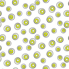 Retro abstract 50s circle dots geo seamless vector pattern. Bright green on beige basic geometric retro repeat background.