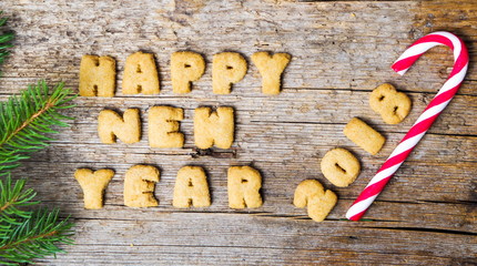 Happy new year note written with cookies