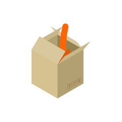 Cat in box isolated. Pet in cardboard box. vector illustration