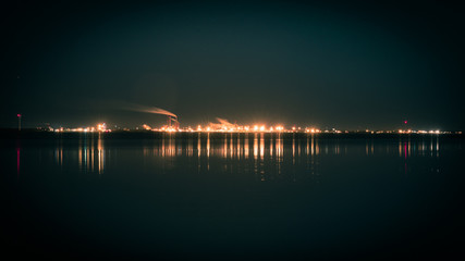 Fototapeta premium Small City Skyline at Night