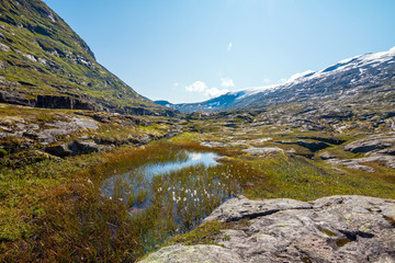 Fototapeta na wymiar Mountain landscape in Norway near Geiranger fiord