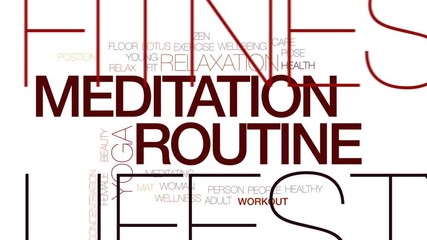 Meditation routine animated word cloud, text design animation. Kinetic typography.