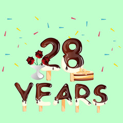 28 Years Anniversary celebration birthday card