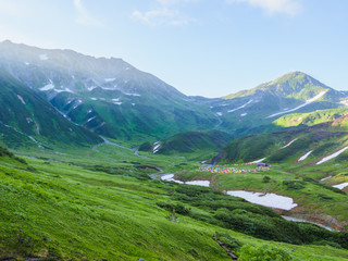 雷鳥沢野営場と立山、浄土山