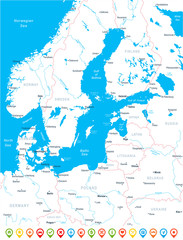 Obraz premium Baltic Sea Area Map - Vector Illustration