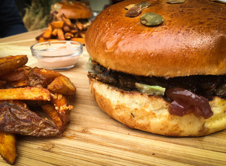 home made burgers & wedges 