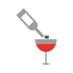 wine glass bottle pouring cup drink alcohol vector illustration
