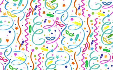 Seamless carnival patterns with colorful serpentine