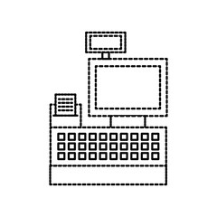 cash register machine receipts printer keypad display for supermarket vector illustration