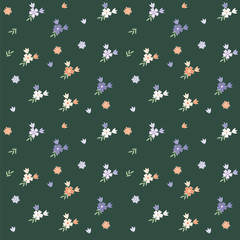 Pattern - wildflowers - multicolored, pale, on a green background - abstract creative art vector