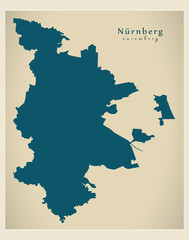 Modern Map - Nuremberg city of Germany DE