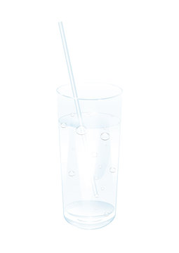 Glass transparent with water and drops of dew - on white background - art creative vector