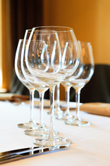 Wine glasses on a table