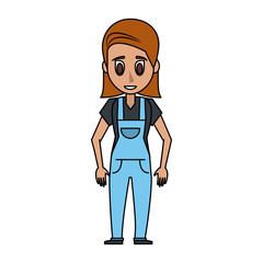 young woman wearing overall  icon image vector illustration design 