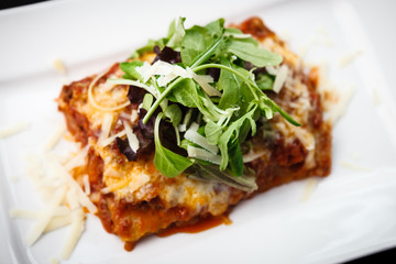 Lasagna with salad