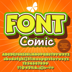 Creative vector alphabet set. Font with text Font Comic. Contains graphic style.