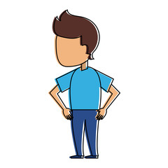 man avatar wearing blue t shirt  icon image vector illustration design 