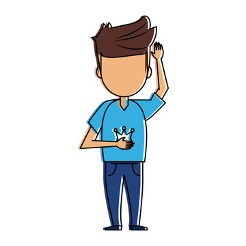 man avatar wearing blue t shirt  icon image vector illustration design 