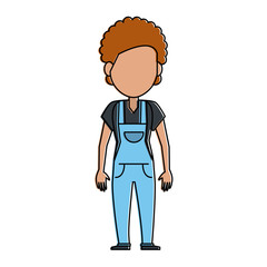 woman avatar wearing overall icon image vector illustration design 