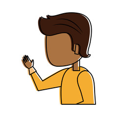 man avatar with dark skin young adult wearing yellow sweater icon image vector illustration design 