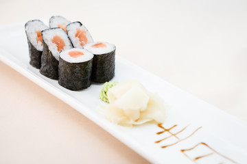 Tuna maki on a plate