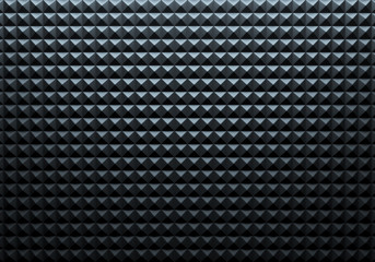 Abstract Black Bumpy Pyramids Pattern Background with soft Reflections and Shadows