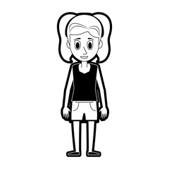 young woman with pigtails icon image vector illustration design  black and white