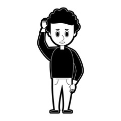 man young adult with hand on head icon image vector illustration design  black and white
