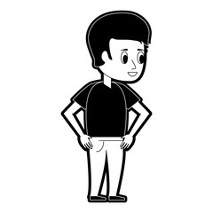 man young adult with hands on hips icon image vector illustration design  black and white