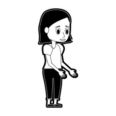 young woman icon image vector illustration design  black and white
