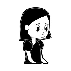 young woman icon image vector illustration design  black and white