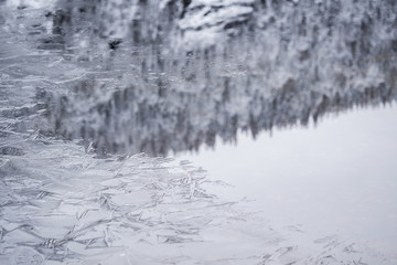 Fototapeta na wymiar Winter landscape in Bavaria, frozen Arbersee