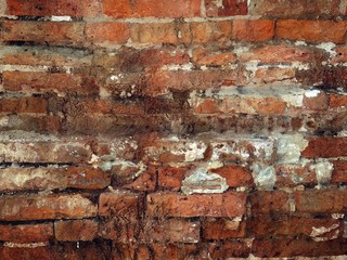 Ancient Red Brick Wall