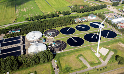 waste water sewage treatment plant aerial - 170723767