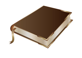 Book, brown, corner decorated with metal, isolated on white background, art creative modern vector illustration