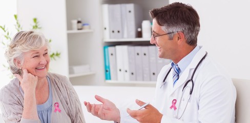 Composite image of breast cancer awareness message