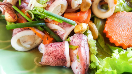 spicy squid salad, seafood samui