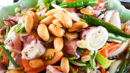spicy squid salad, seafood samui