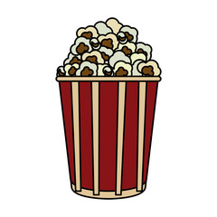 popcorn in striped bucket icon image vector illustration design 