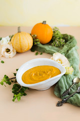 Pumpkin soup with vegetables