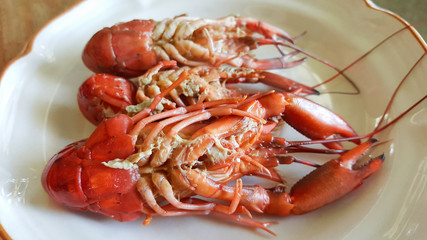 crayfish boiled on plate