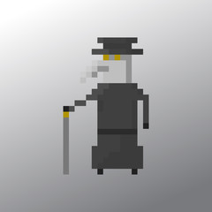 Pixel character plague doctor for games and applications