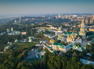 Obraz premium Aerial view of Kiev Pechersk Lavra at sunrise. Kiev, Ukraine