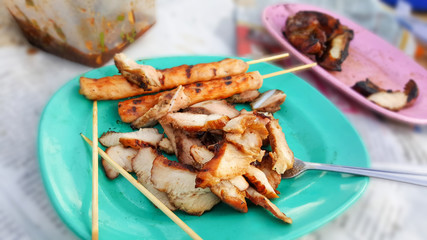 grilling pork picnic on beach