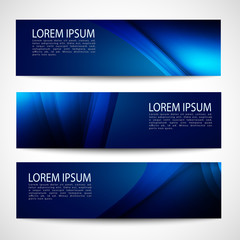 Abstract header dark blue wave black background vector design